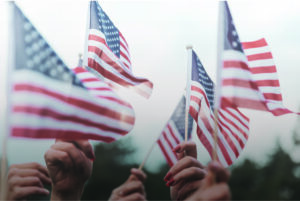 American flag being flown